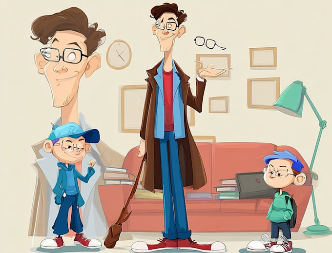 draw cartoon character flat design illustration