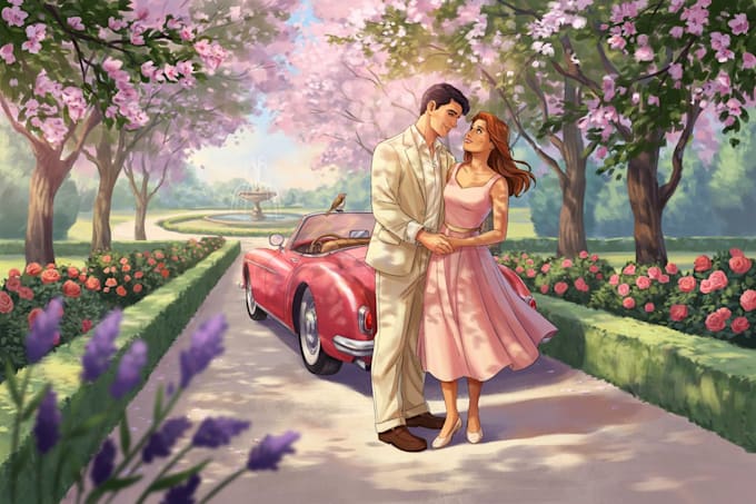 make romantic disney style couple portrait