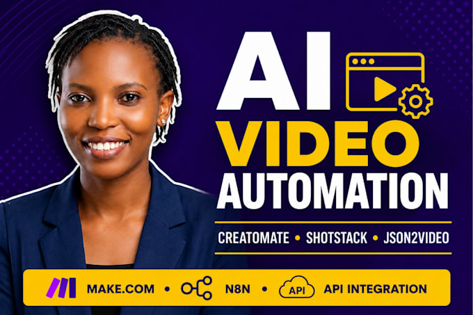 build ai video automation, creatomate, shotstack, json2video template