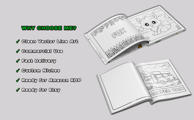 create custom coloring book pages with cover for amazon KDP and etsy