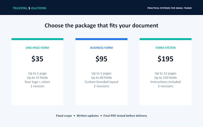 create a professional fillable PDF form for your business