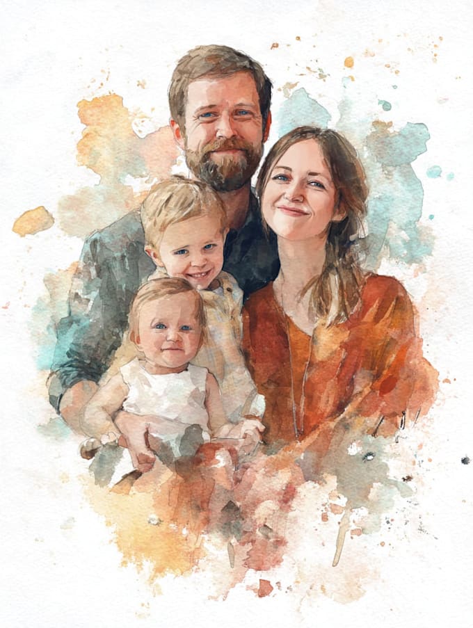 create watercolor family portrait