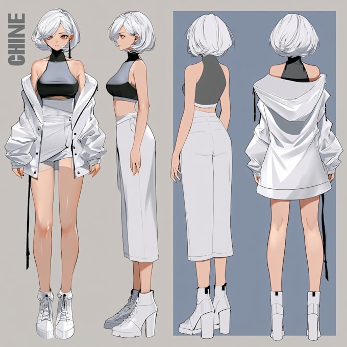 draw a anime character sheet or reference sheet for you