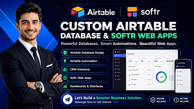 build custom airtable database airtable automation CRM softr webapp