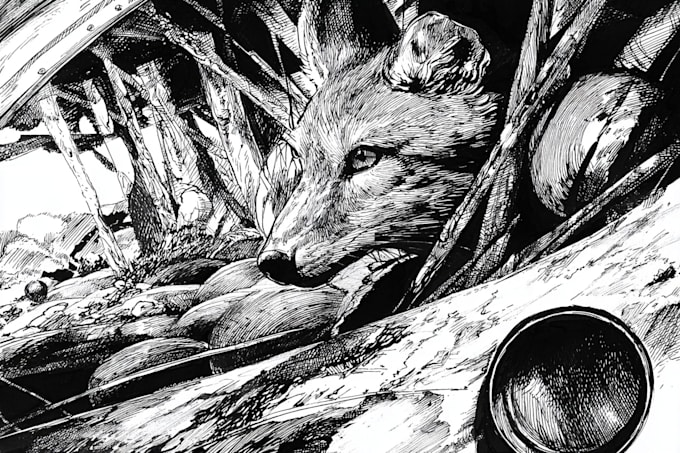 create free hand illustration fantasy with pen and ink