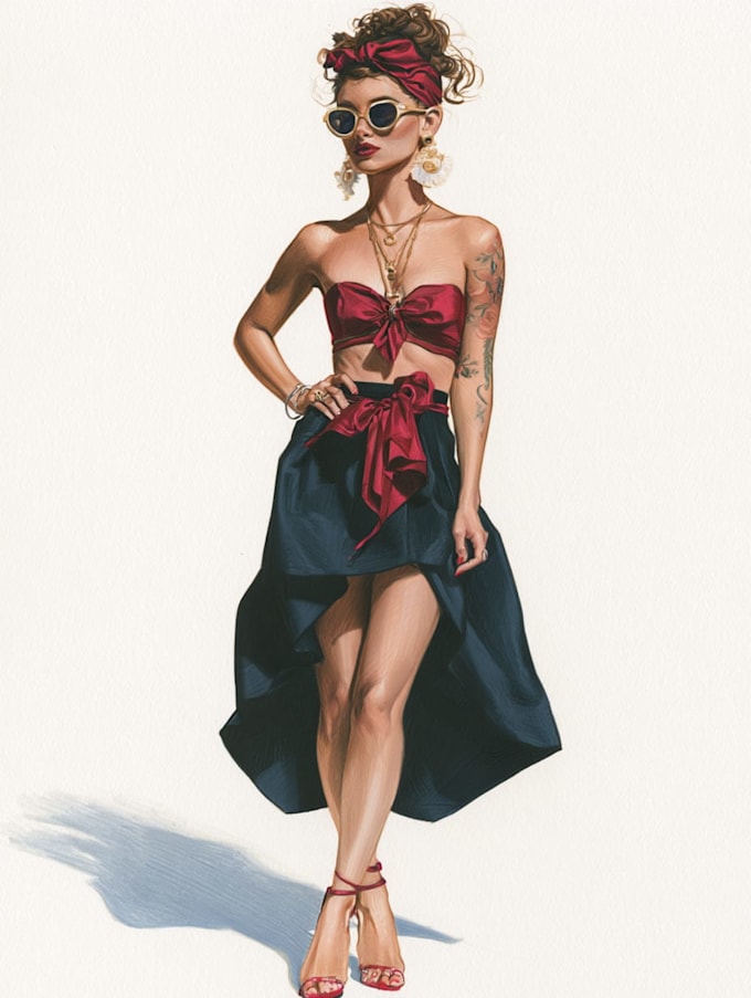 draw a professional fashion illustration