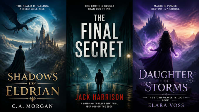 fantasy book cover design, thriller book cover