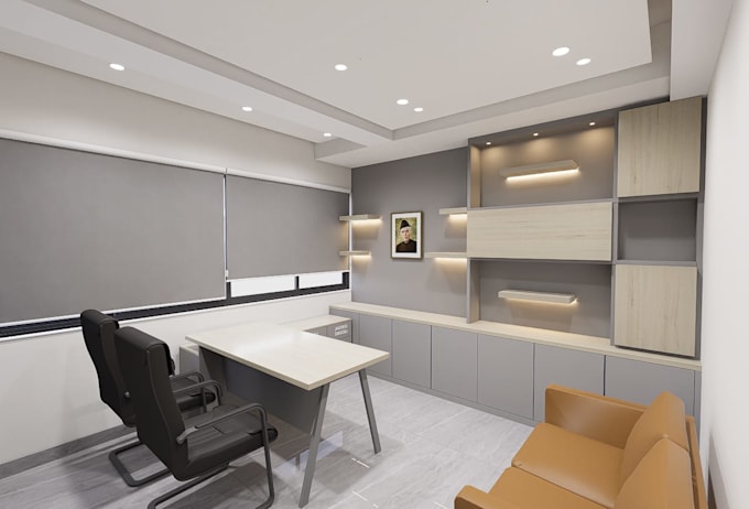 design or render realistic 3d interior office design working