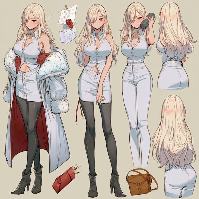 draw anime character sheet for you