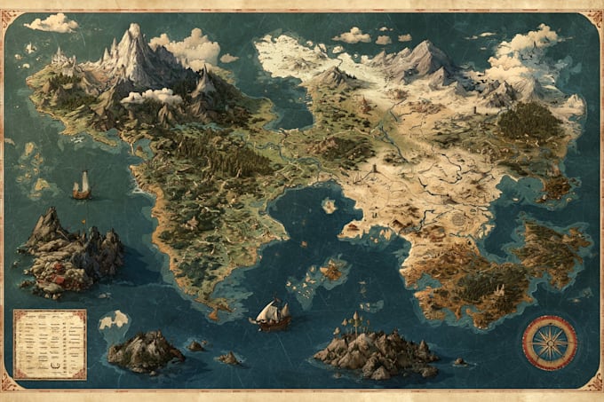 make a fantasy map illustration for map