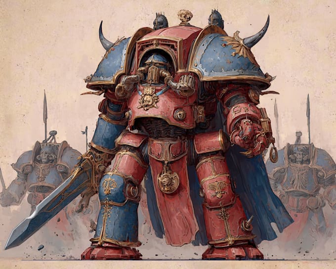 create epic warhammer style character art, grimdark warrior