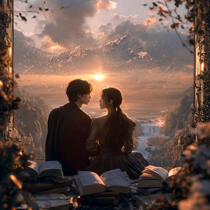 do design soft pastel romantic book cover with calming