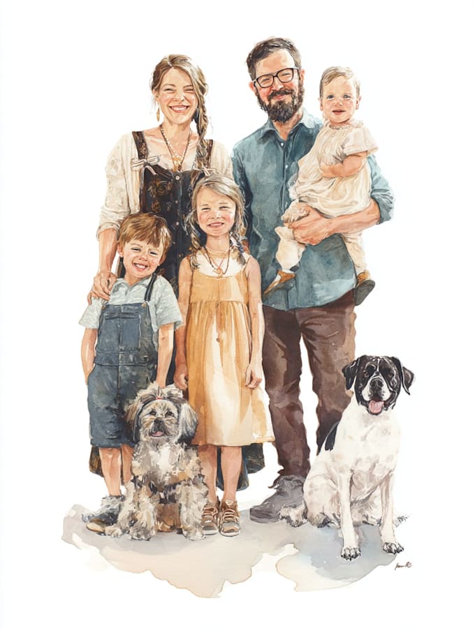 make watercolor family portrait