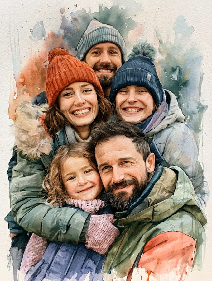 create a watercolor family portrait