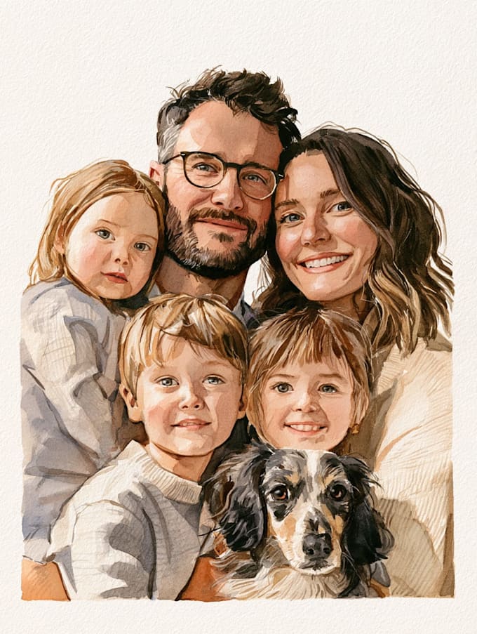 custom watercolor family portrait