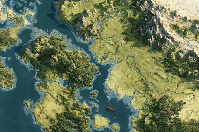 draw a fantasy map illustration