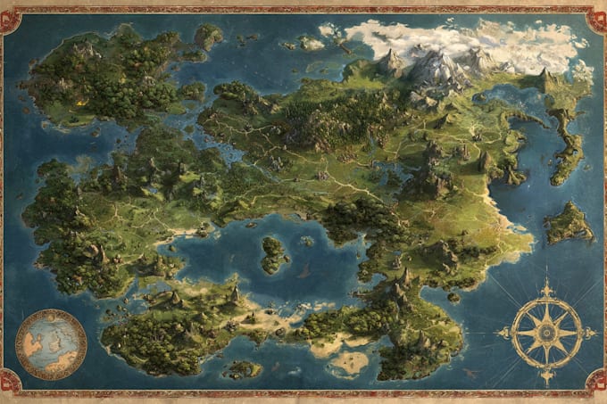 illustrate medieval fantasy and sci fi maps