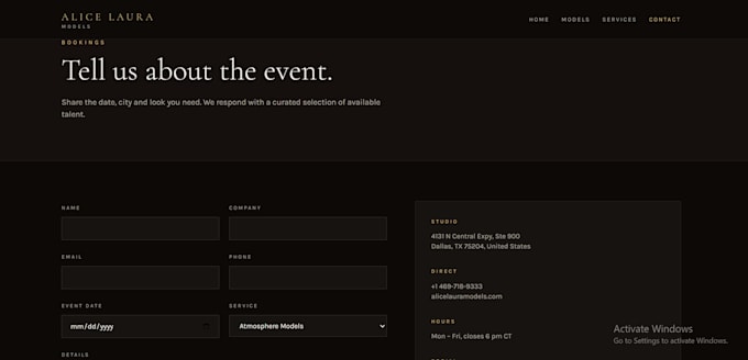 build modeling agency website, and only fans website