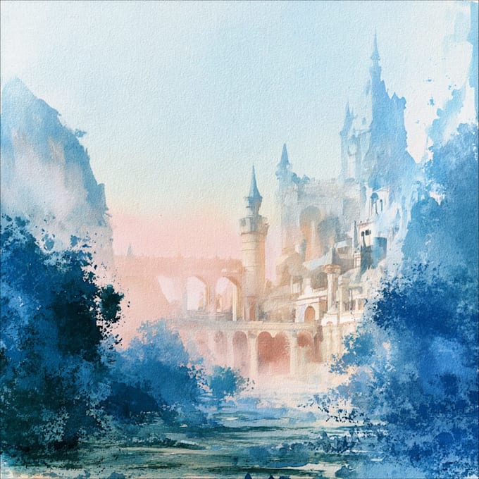 draw professional watercolor landscape illustration
