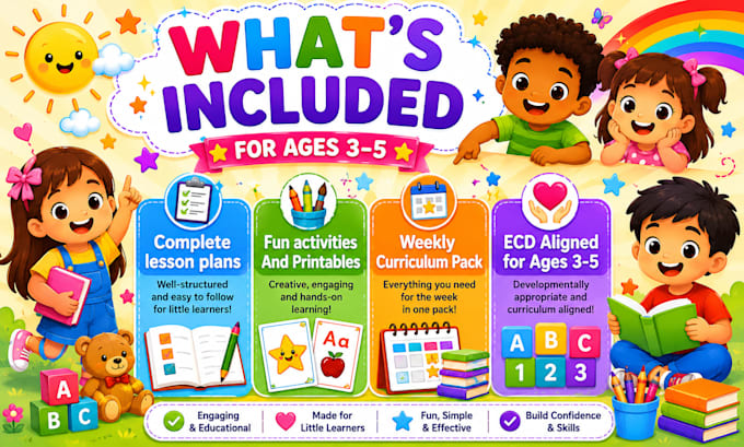 create preschool curriculum, lesson plans and worksheets for ecd