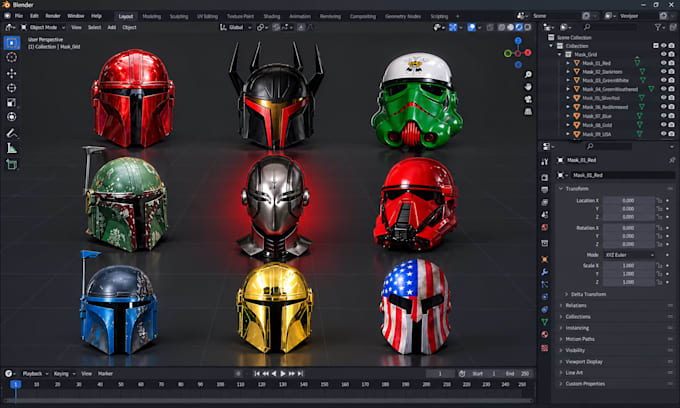 design custom anime cosplay and halloween masks,  helmets, props and stl files