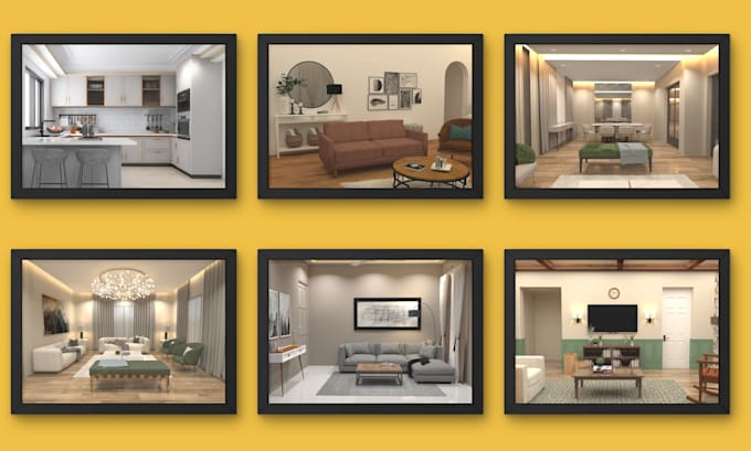 interior design living room with rendering