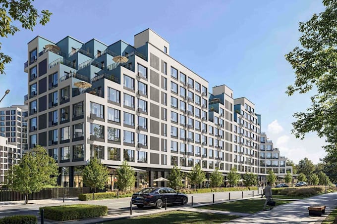 design 3dluxury residential apartment masterplan mixed use development rendering