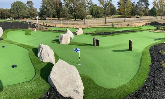 design 3d golf course, mini golf, golf club and landscape render