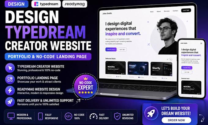 design typedream creator website portfolio no code landing page readymag website