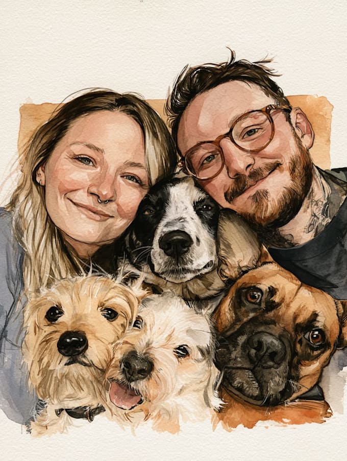 make watercolor family portrait
