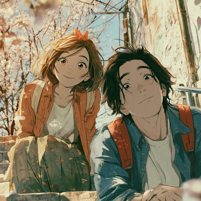create a anime couple character art anime