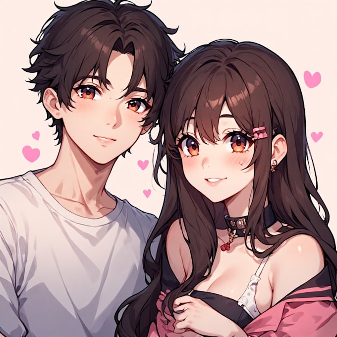 draw anime couple illustration