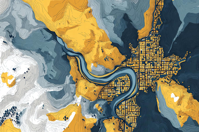 make flat, linear, modern hand drawn map vector illustration