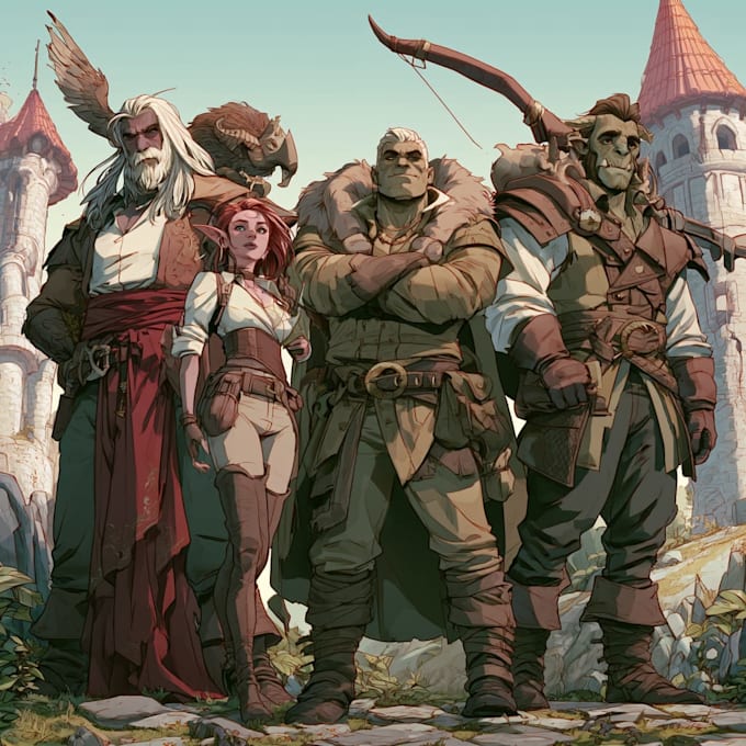 design dnd character and dnd party character