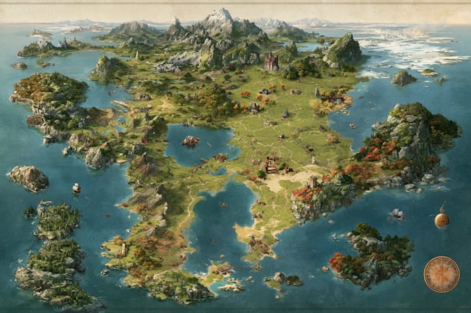 illustrate medieval fantasy and sci fi maps