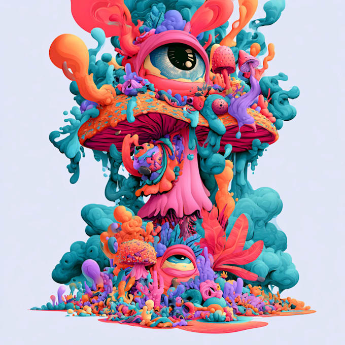 create colorful psychedelic and trippy style illustration