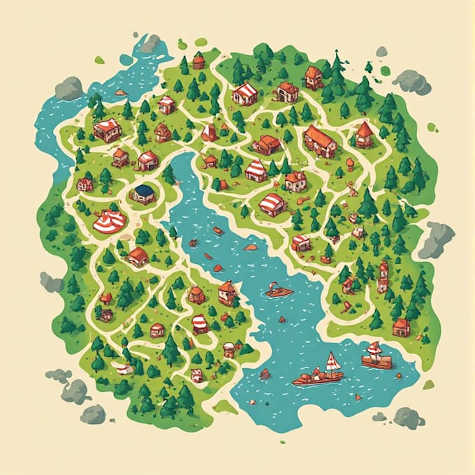 create event, tourist, and fantasy map illustration