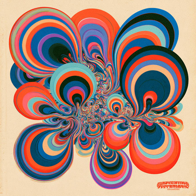 draw a unique psychedelic vintage retro logo art