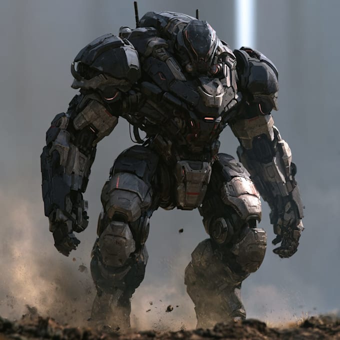 design fabulous sci fi mecha and robot concept art