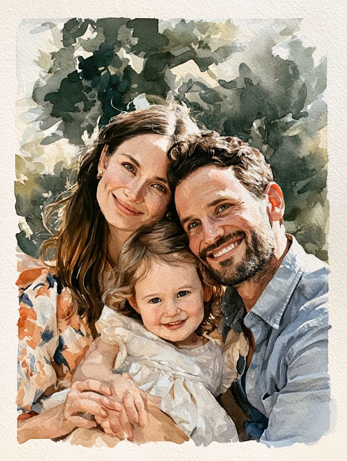 create a watercolor family portrait
