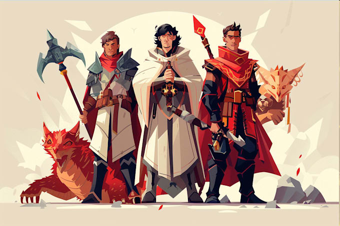 draw dnd party illustration, dnd character design