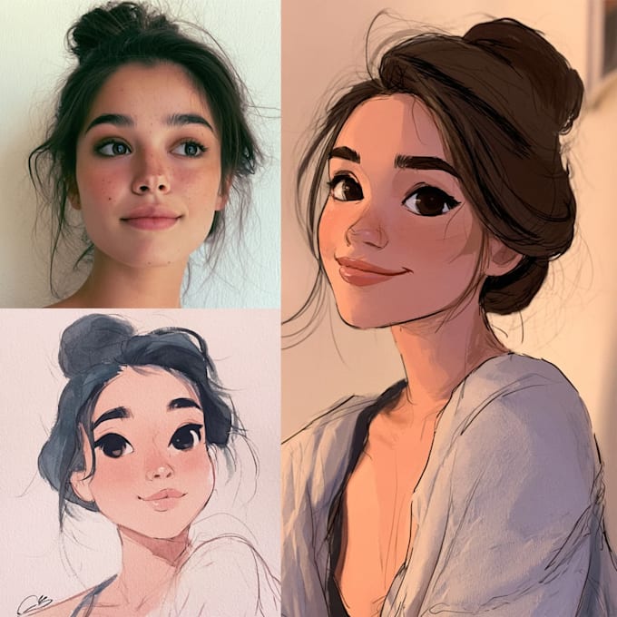 portrait into a disney style cartoon