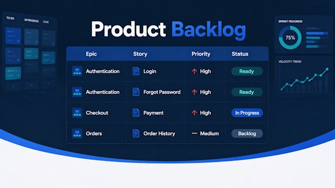 write agile user stories, acceptance criteria and product backlog