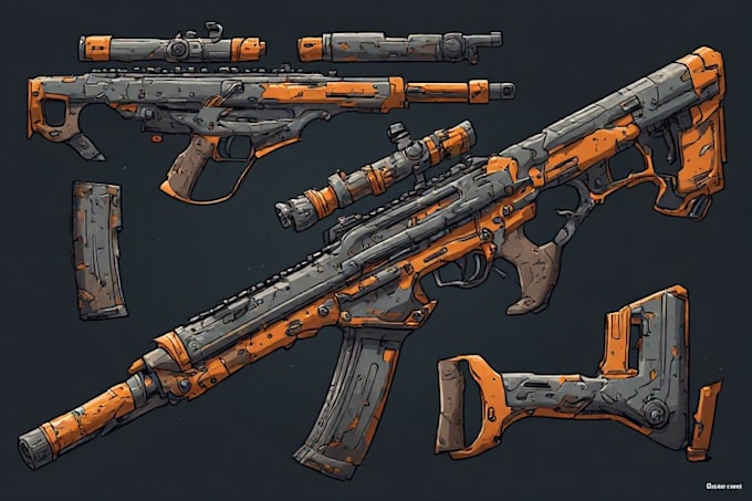 draw your weapon concept art in awesome details