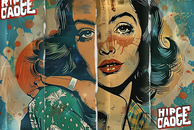 create illustration in distressed retro and comic style