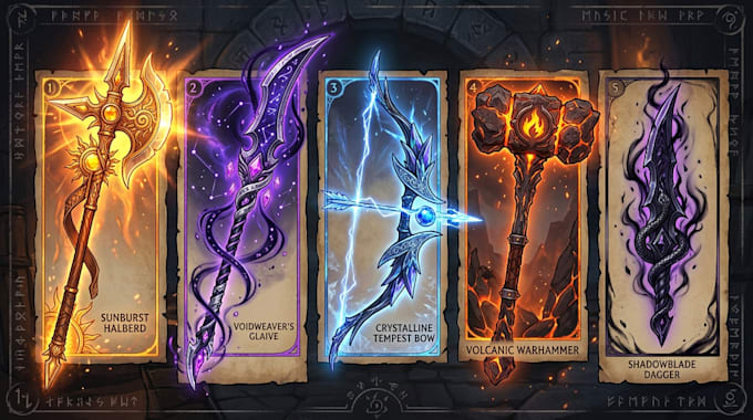 create weapon design and illustration