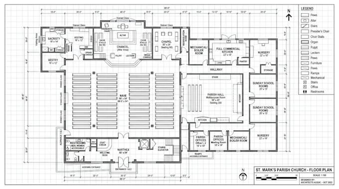 design church interior exterior, sanctuary, elevation and 3d rendering