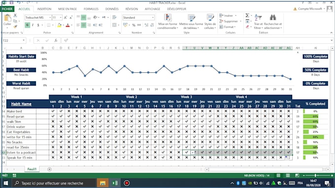 create a custom excel habit tracker and productivity planner