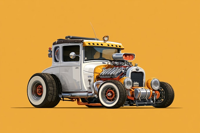 draw awesome car and vehicle vector illustration