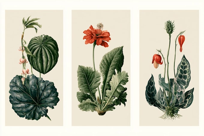 create botanical illustration of flowers